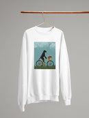 Black Labrador On A Bicycle Sweatshirt -Fab Funky Designs