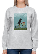Black Labrador On A Bicycle Sweatshirt -Fab Funky Designs