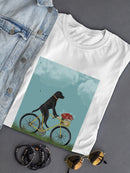 Black Labrador On A Bicycle T-shirt -Fab Funky Designs