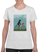 Black Labrador On A Bicycle T-shirt -Fab Funky Designs