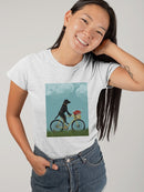 Black Labrador On A Bicycle T-shirt -Fab Funky Designs