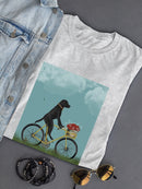 Black Labrador On A Bicycle T-shirt -Fab Funky Designs