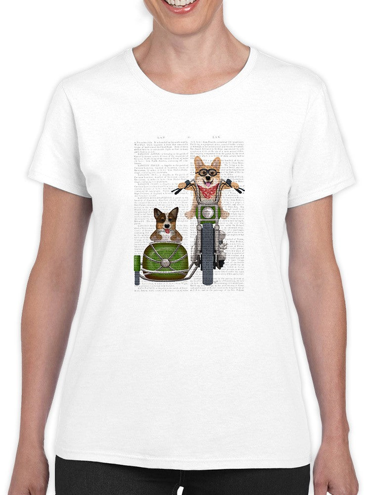 Corgi Chopper And Sidecar T-shirt -Fab Funky Designs