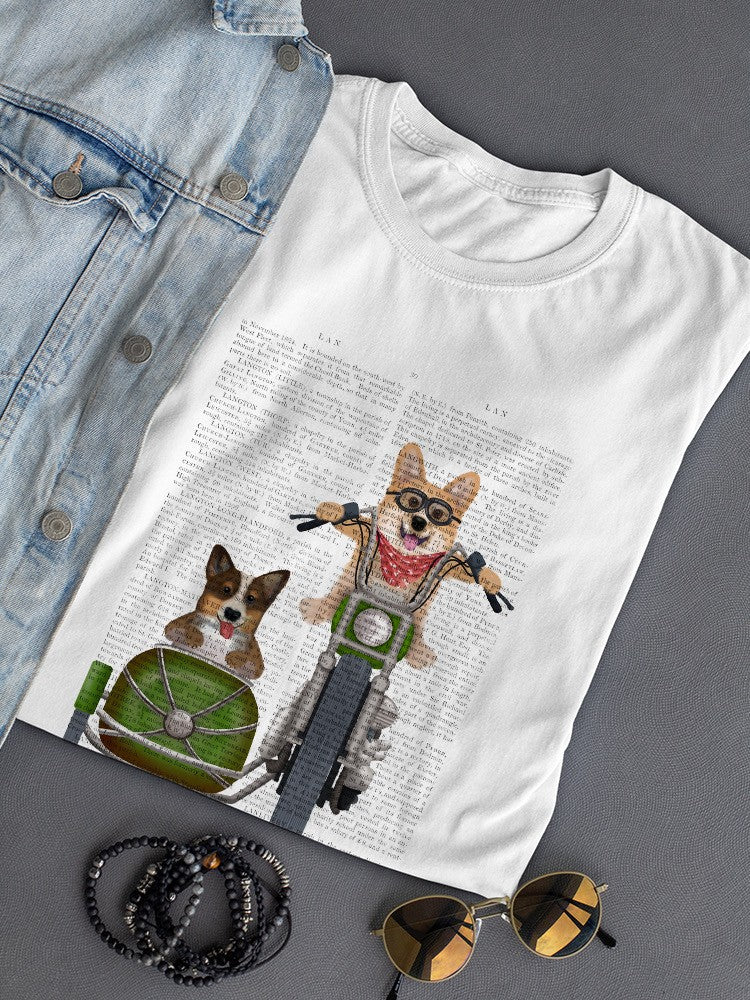 Corgi Chopper And Sidecar T-shirt -Fab Funky Designs