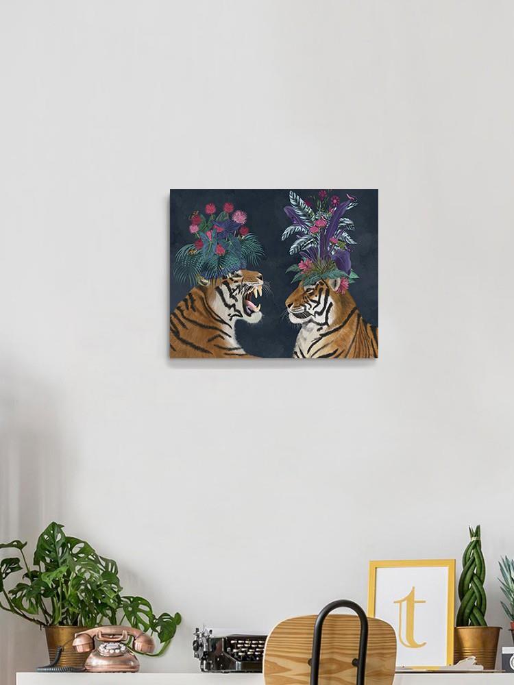 Hot House Tigers, Pair, Dark Wall Art -Fab Funky Designs