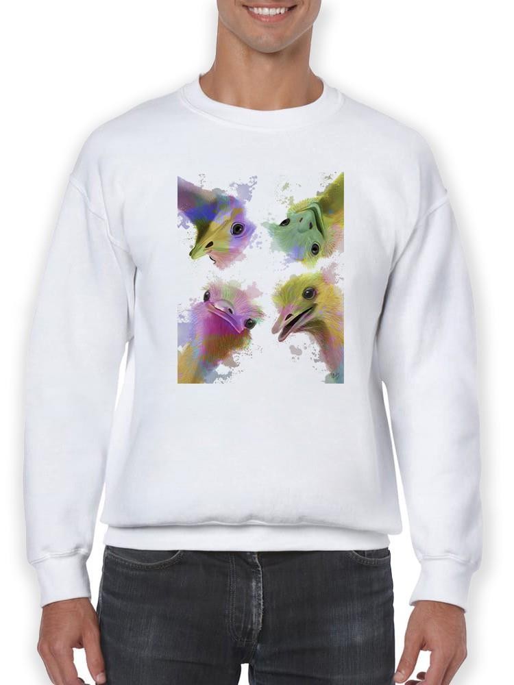 Rainbow Splash Ostriches Sweatshirt -Fab Funky Designs