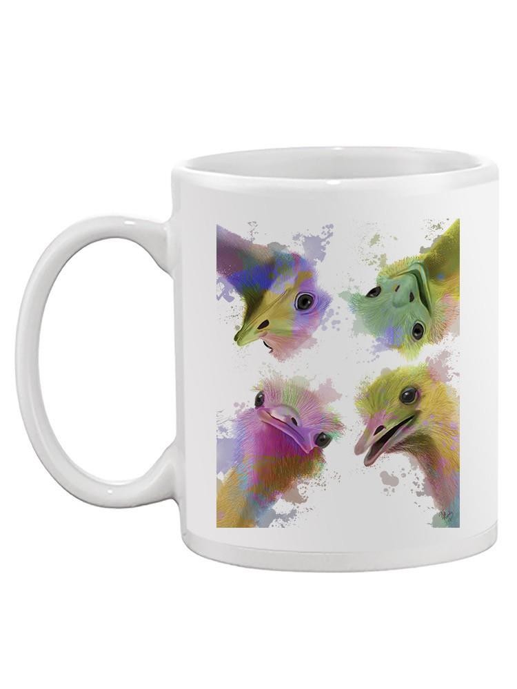 Rainbow Splash Ostriches Mug -Fab Funky Designs