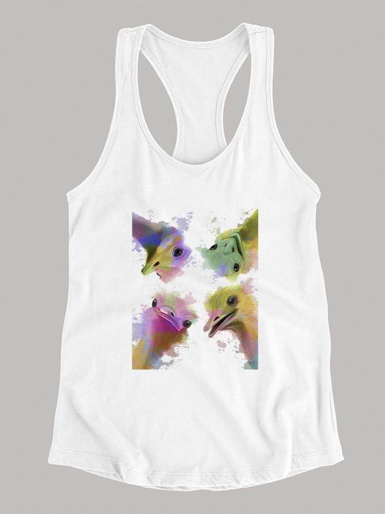Rainbow Splash Ostriches T-shirt -Fab Funky Designs