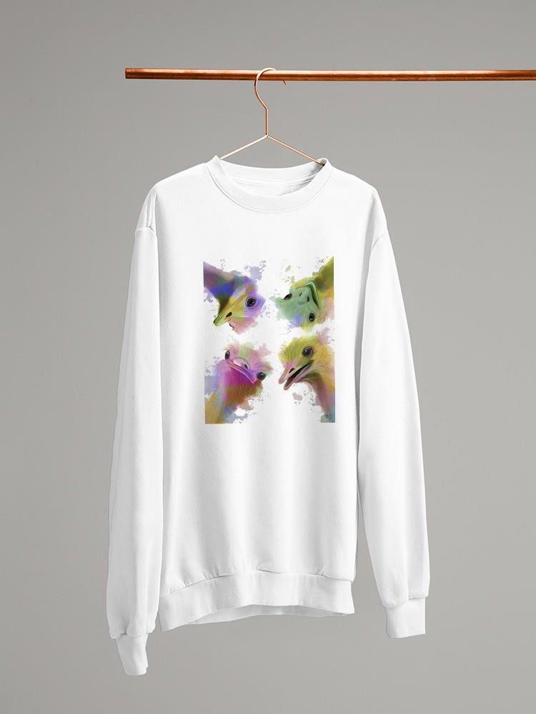 Rainbow Splash Ostriches Sweatshirt -Fab Funky Designs