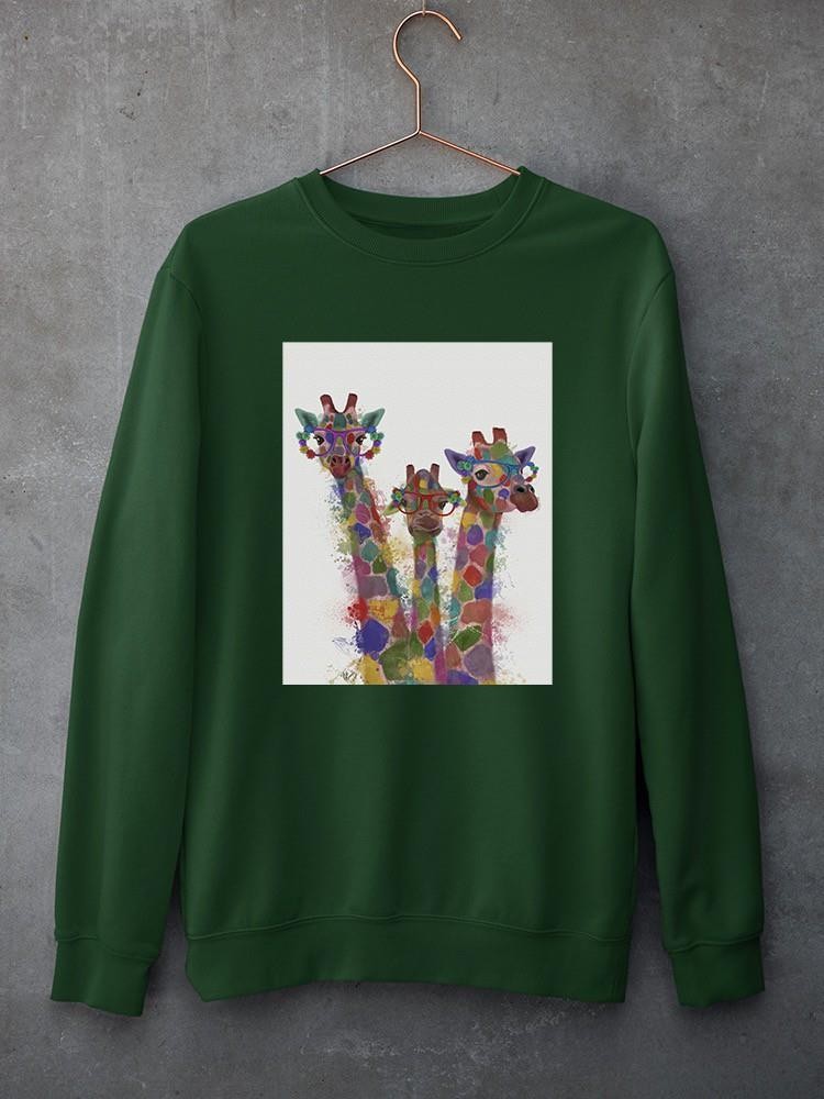 Rainbow Splash Giraffe Trio. Sweatshirt -Fab Funky Designs