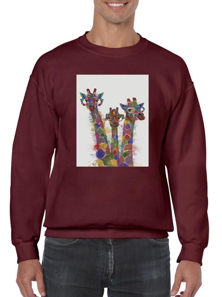 Rainbow Splash Giraffe Trio. Sweatshirt -Fab Funky Designs