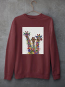 Rainbow Splash Giraffe Trio. Sweatshirt -Fab Funky Designs