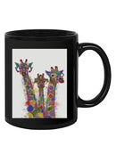 Rainbow Splash Giraffe Trio. Mug -Fab Funky Designs