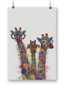 Rainbow Splash Giraffe Trio. Wall Art -Fab Funky Designs
