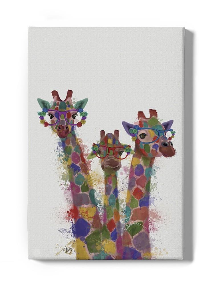 Rainbow Splash Giraffe Trio. Wall Art -Fab Funky Designs