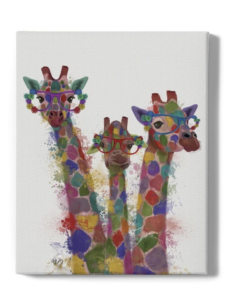 Rainbow Splash Giraffe Trio. Wall Art -Fab Funky Designs