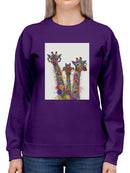Rainbow Splash Giraffe Trio. Sweatshirt -Fab Funky Designs