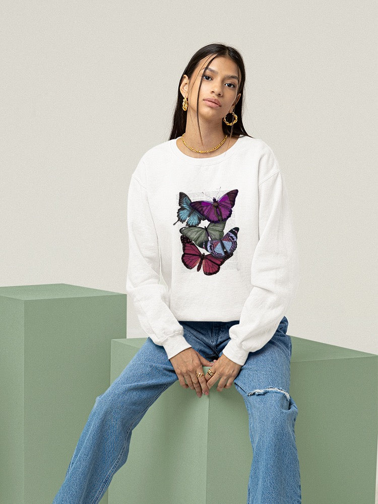 Butterflies On Paper Iii Sweatshirt -Fab Funky Designs
