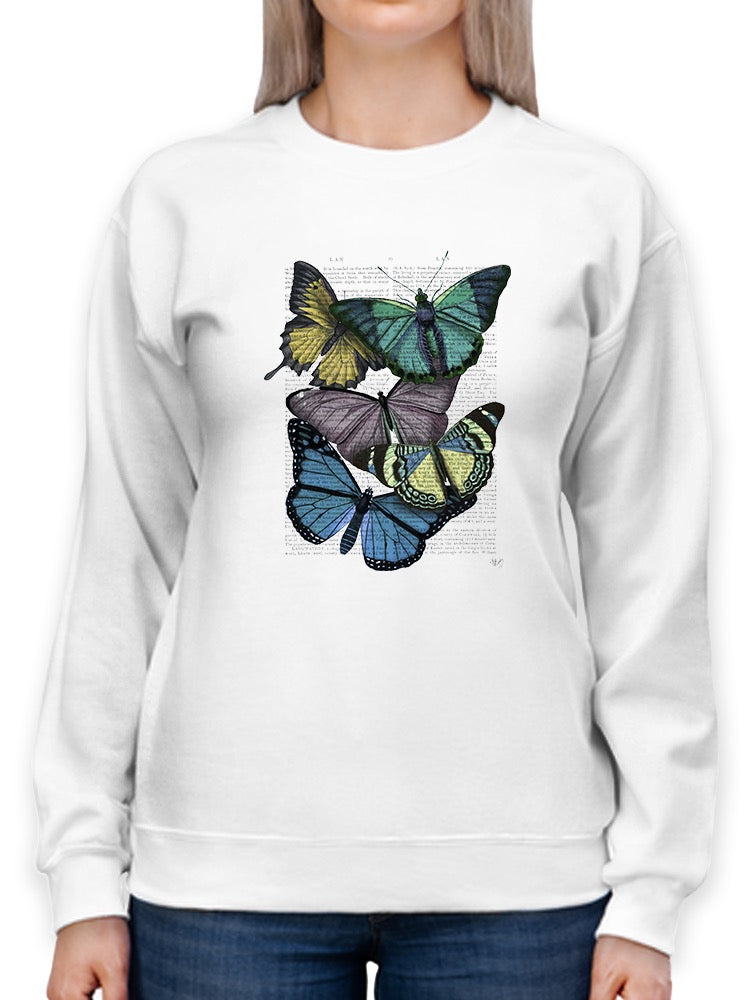 Butterflies On Paper Iv Sweatshirt -Fab Funky Designs