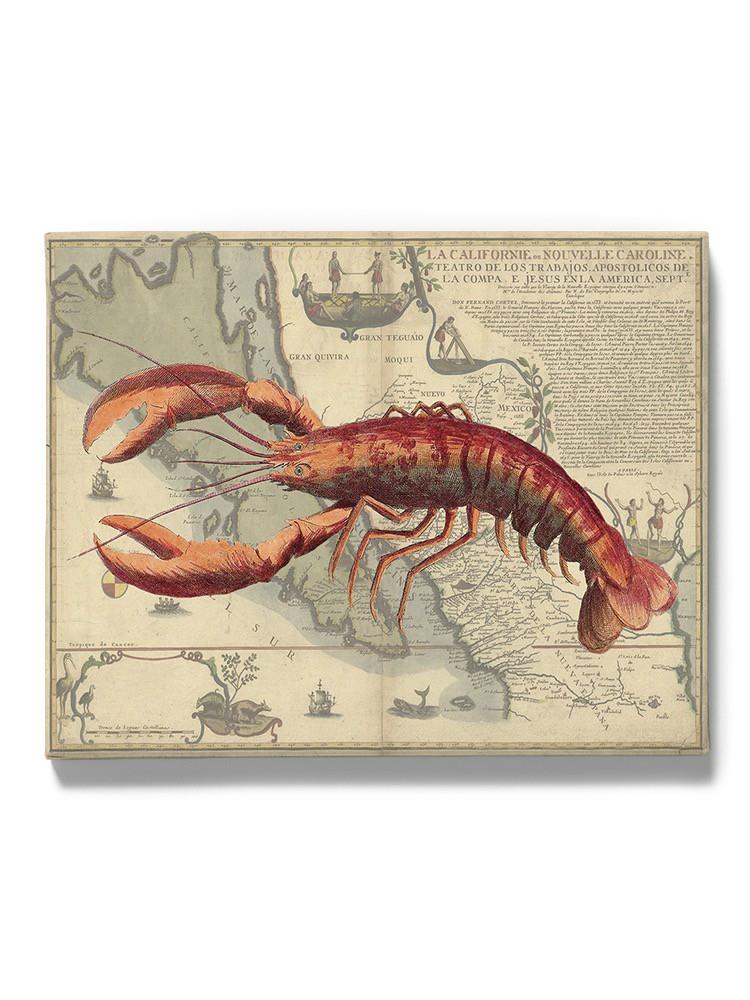 Lobster Print On Nautical Map Wall Art -Fab Funky Designs