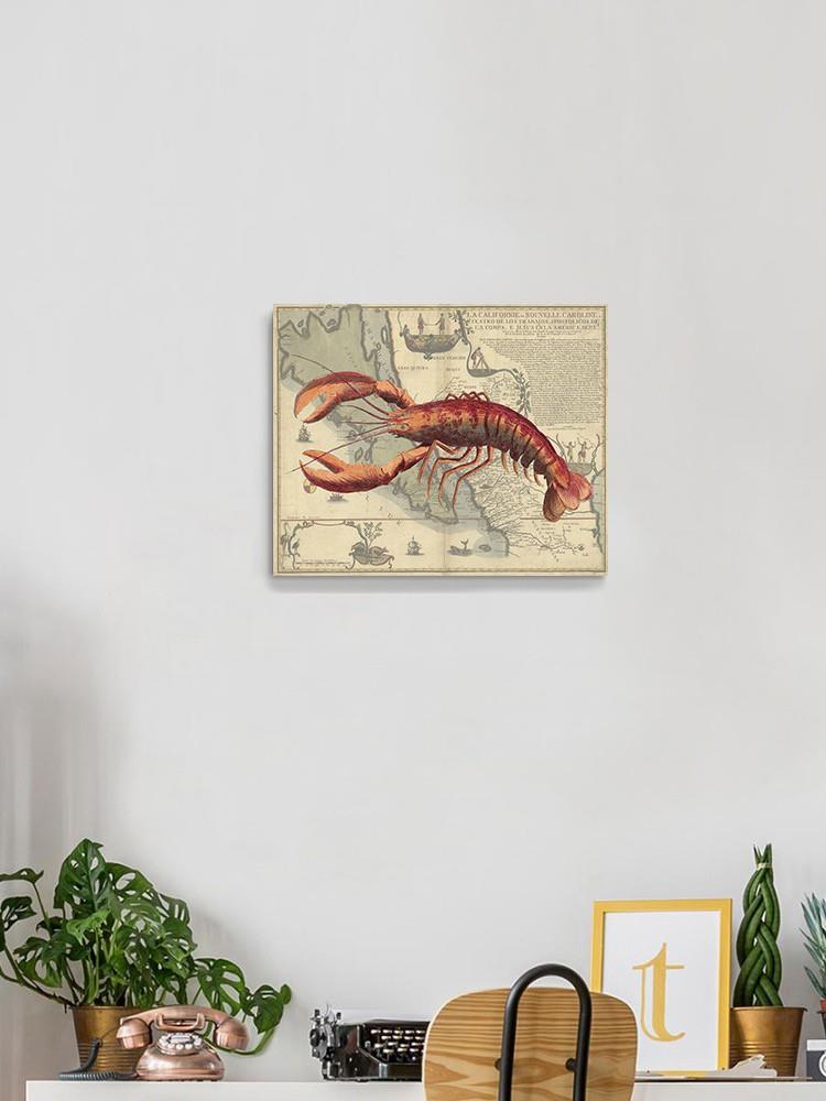 Lobster Print On Nautical Map Wall Art -Fab Funky Designs