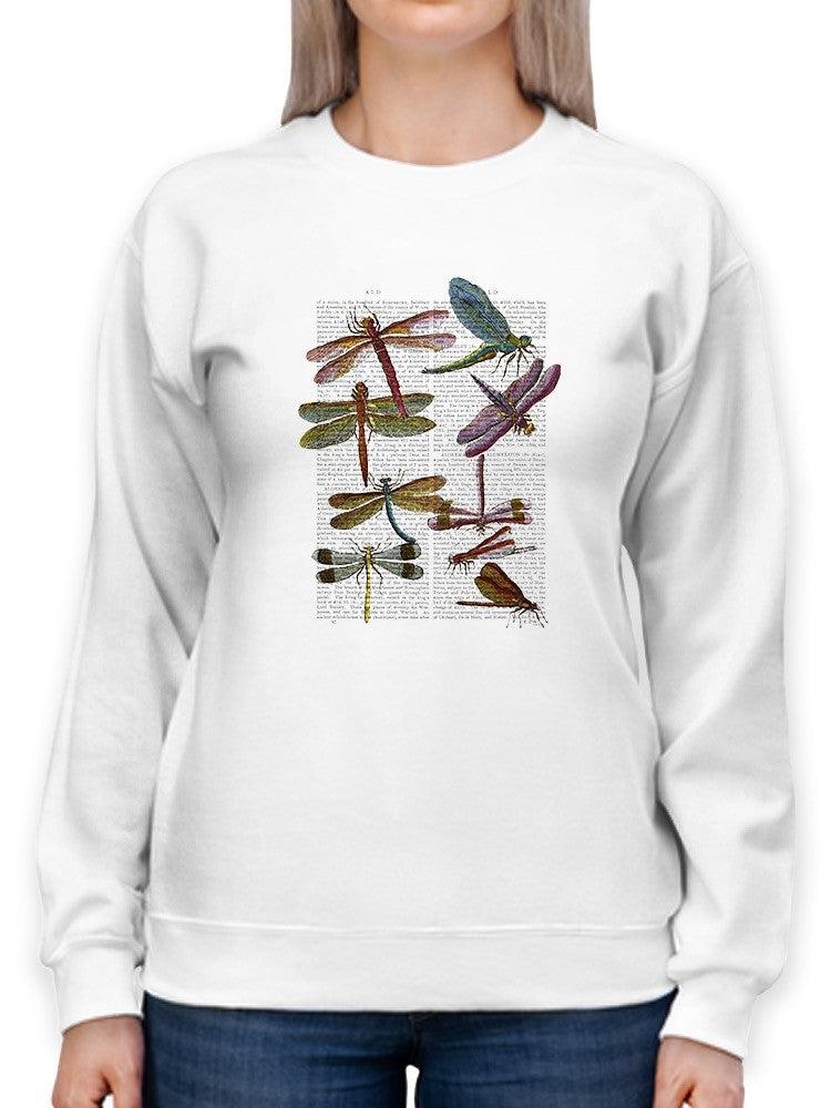 Dragonflies On Paper Sweatshirt -Fab Funky Designs