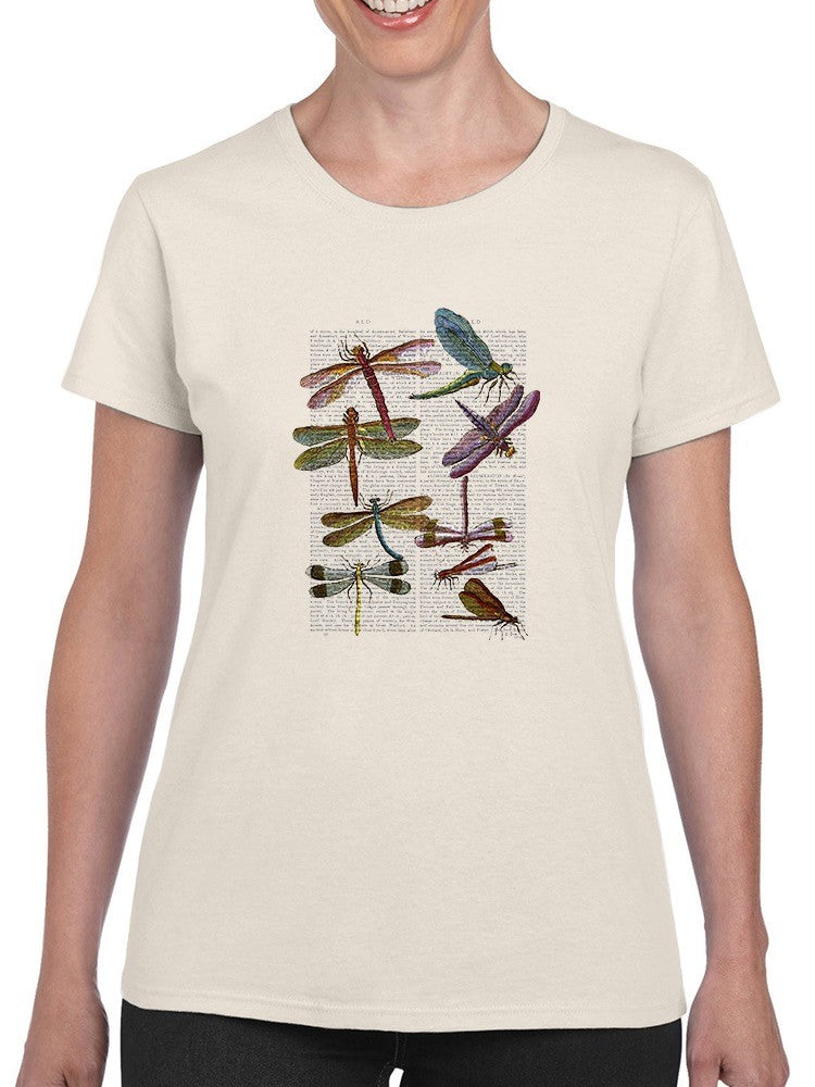 Dragonflies On Paper T-shirt -Fab Funky Designs