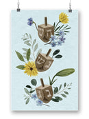 Floral Hanukkah B Wall Art -Grace Popp Designs