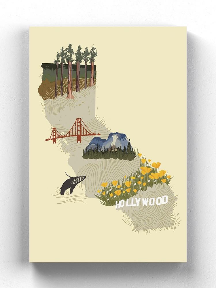 Illustrated State California Wall Art -Jacob Green Designs