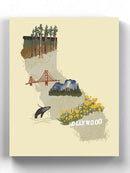 Illustrated State California Wall Art -Jacob Green Designs