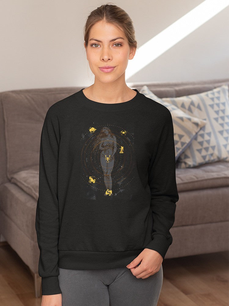 Golden Zodiac Sign Woman Sweatshirt -Jennifer Paxton Parker Designs