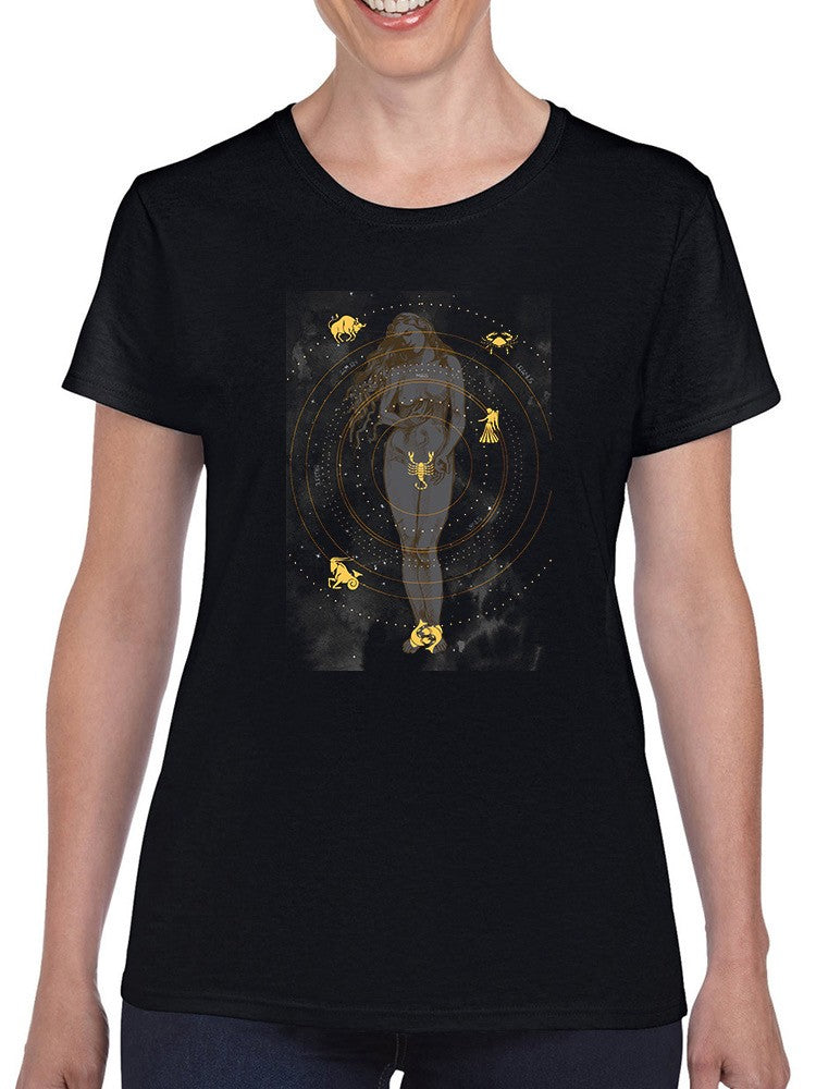 Golden Zodiac Sign Woman T-shirt -Jennifer Paxton Parker Designs