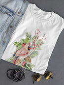 Cardinal Holly Christmas  T-shirt -Jennifer Paxton Parker Designs