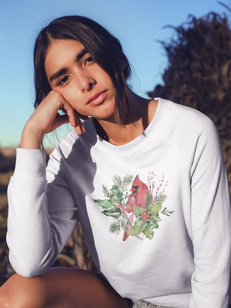 Cardinal Holly Christmas. Sweatshirt -Jennifer Paxton Parker Designs