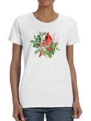 Cardinal Holly Christmas. T-shirt -Jennifer Paxton Parker Designs