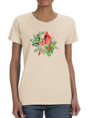Cardinal Holly Christmas. T-shirt -Jennifer Paxton Parker Designs