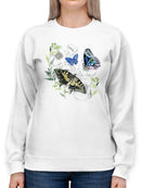Floral Butterflies Art Sweatshirt -Jennifer Paxton Parker Designs