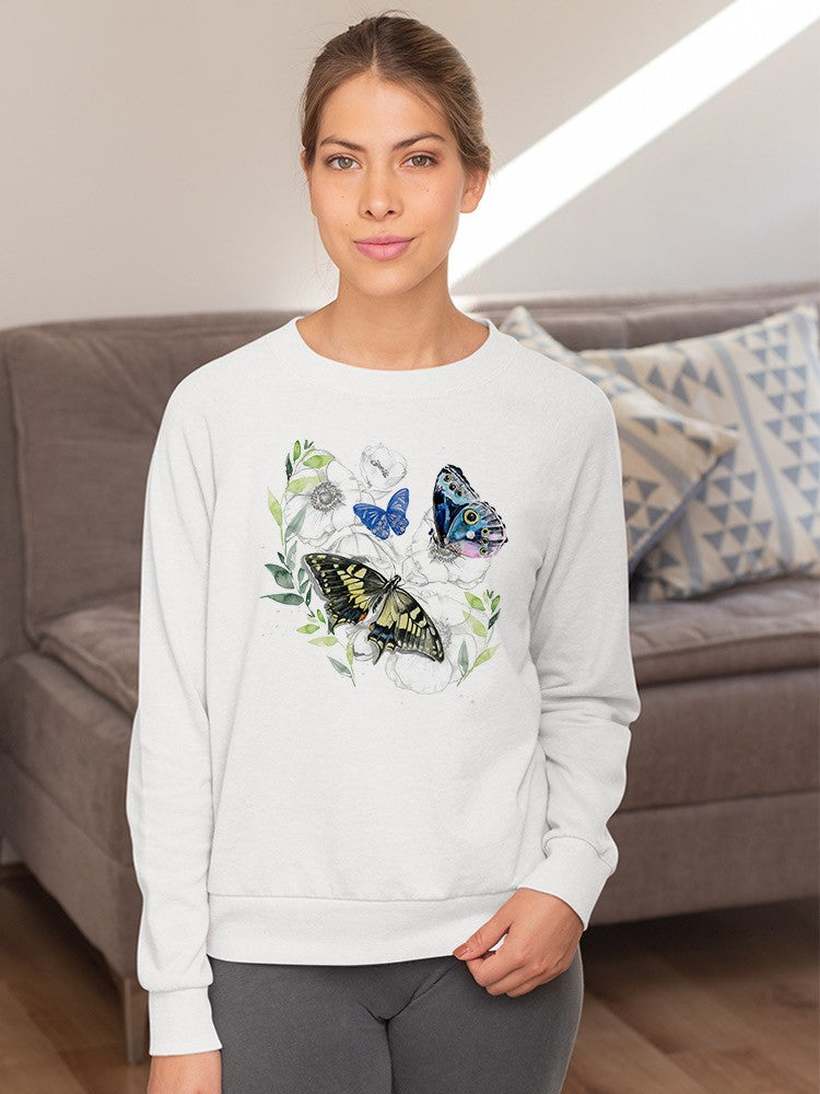 Floral Butterflies Art Sweatshirt -Jennifer Paxton Parker Designs