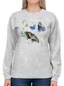 Floral Butterflies Art Sweatshirt -Jennifer Paxton Parker Designs