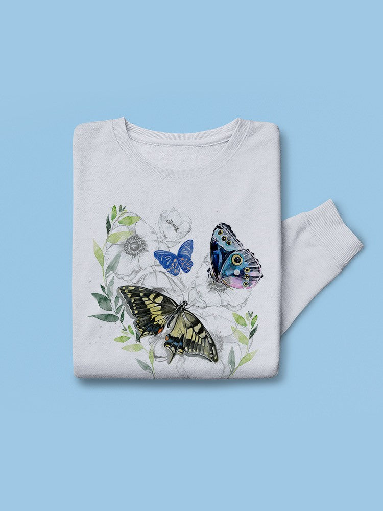 Floral Butterflies Art Sweatshirt -Jennifer Paxton Parker Designs
