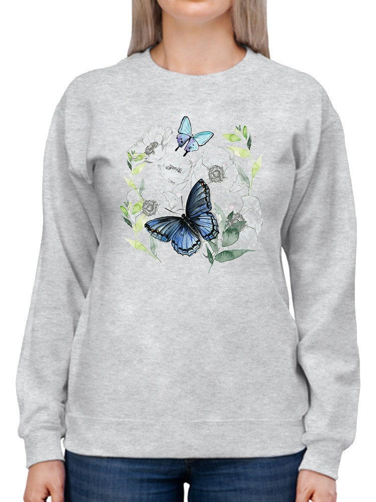 Butterflies Floral Art Sweatshirt -Jennifer Paxton Parker Designs