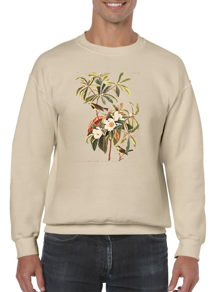 Bachman's Warbler And Flowers Sweatshirt -John James Audubon Designs