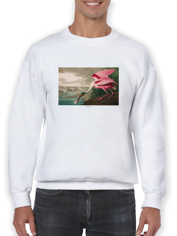 Pink Roseate Spoonbill Sweatshirt -John James Audubon Designs