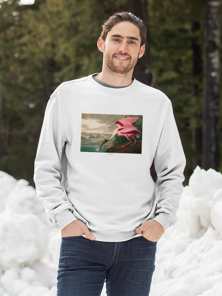 Pink Roseate Spoonbill Sweatshirt -John James Audubon Designs
