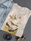 Chestnut Coloured Finches T-shirt -John James Audubon Designs
