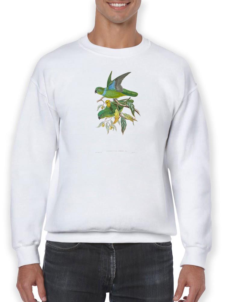 Lime And Cerulean Parrots Ii. Sweatshirt -John Gould Designs
