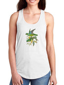 Lime And Cerulean Parrots Ii. Racerback Tank -John Gould Designs