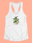 Lime And Cerulean Parrots Ii. Racerback Tank -John Gould Designs