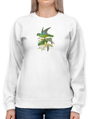 Lime And Cerulean Parrots Ii. Sweatshirt -John Gould Designs