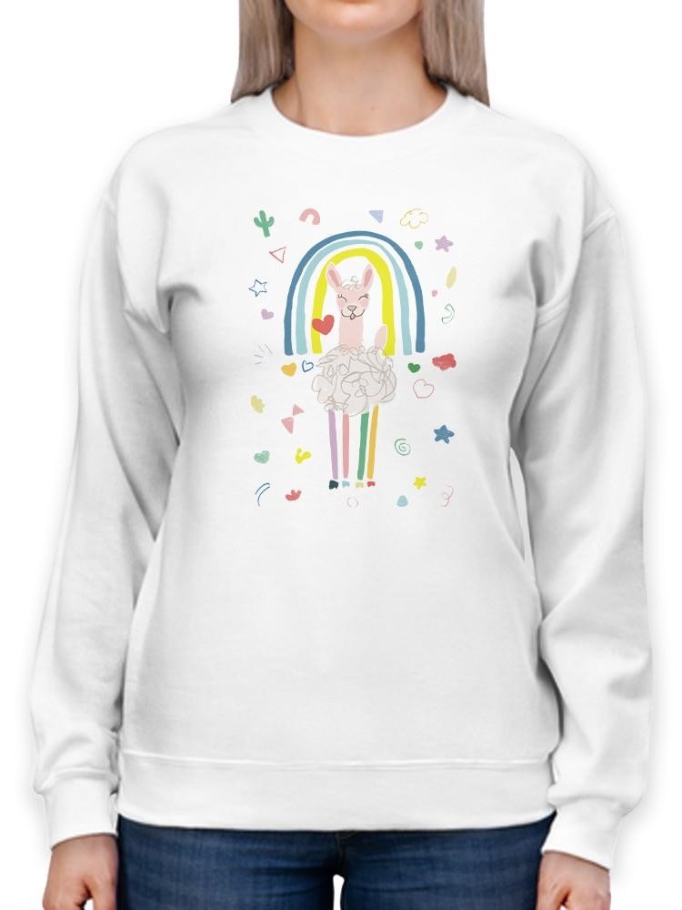 Rainbow Llama B Sweatshirt -June Erica Vess Designs